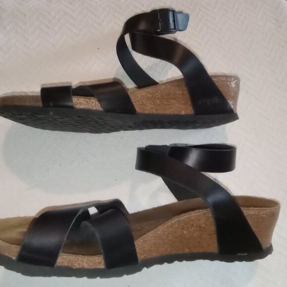 Papillio by Birkenstock Black Leather Women's Ankle Strap Sandals Size 38 - Picture 8 of 12